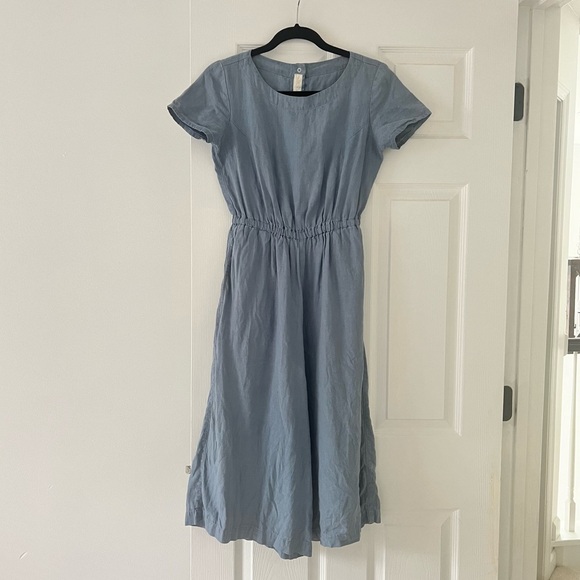 notPERFECTLINEN Pants - notPERFECTLINEN Light Blue Linen Jumpsuit